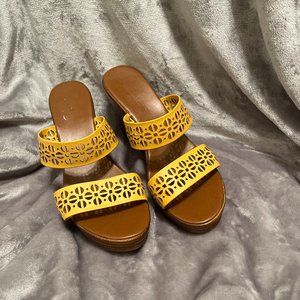 Yellow Slide Wedge Sandals